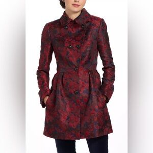 Leifsdottir Berta Brocade Jacket Anthropologie Size 4 Gorgeous Red Navy SOLD OUT